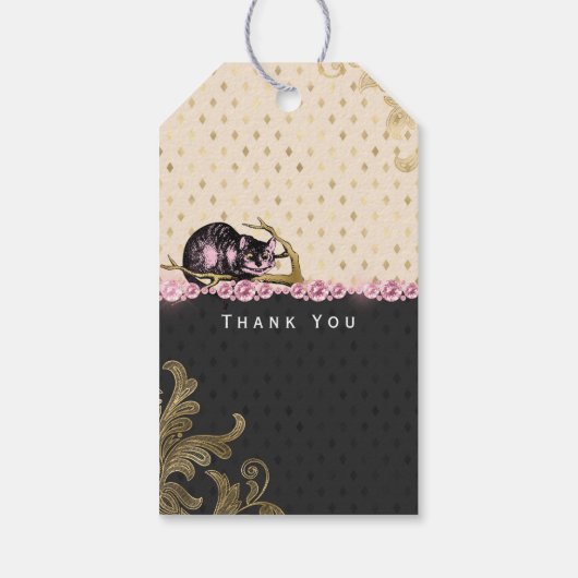 Roze en gouden Alice in het Wonderland Baby shower Cadeaulabel (Achterkant)
