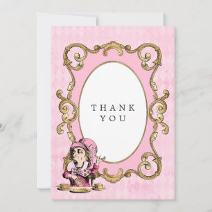 Roze en gouden Alice in Wonderland baby shower Bedankkaart