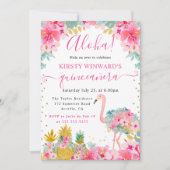 Roze en Gouden Ananas & Flamingo Quinceanera Kaart (Voorkant)