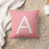 Roze en gouden Art Deco Monogrammed Initiaal Accen Kussen (Deken)