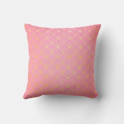 Roze en gouden Art Deco Monogrammed Initiaal Accen Kussen (Achterkant)