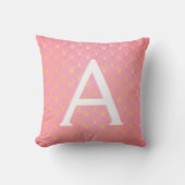 Roze en gouden Art Deco Monogrammed Initiaal Accen Kussen (Voorkant)