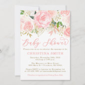 Roze en Gouden Baby Douche Uitnodigingen (Voorkant)