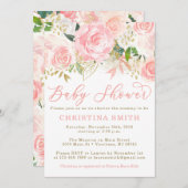 Roze en Gouden Baby Douche Uitnodigingen (Voorkant / Achterkant)