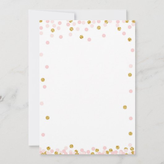 Roze en Gouden Baby Douche Uitnodigingen (Achterkant)