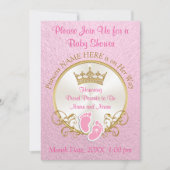Roze en Gouden Baby Douche Uitnodigingen, Personal Kaart (Voorkant)