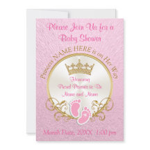 Roze en Gouden Baby Douche Uitnodigingen, Personal