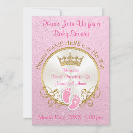 Roze en Gouden Baby Douche Uitnodigingen, Personal Kaart