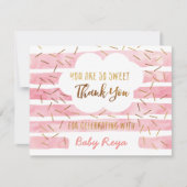 Roze en gouden Baby - Hartelijk dank Bedankkaart (Voorkant)