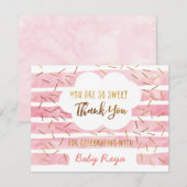 Roze en gouden Baby - Hartelijk dank Bedankkaart (Voorkant / Achterkant)