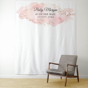 Roze en Gouden Baby Shower Achtergrond Foto Prop Wandkleed