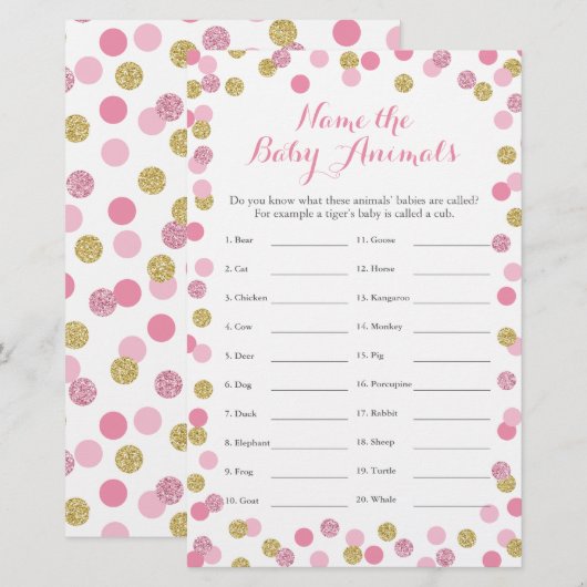 Roze en gouden Baby shower Baby Naam (Voorkant / Achterkant)
