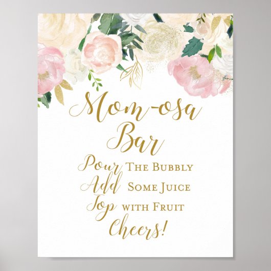 Roze en Gouden Baby Shower Bord Poster (Voorkant)