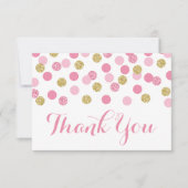 Roze en Gouden Baby shower Dank u Kaarten Vlak (Voorkant)
