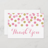 Roze en Gouden Baby shower Dank u Kaarten Vlak (Voorkant / Achterkant)