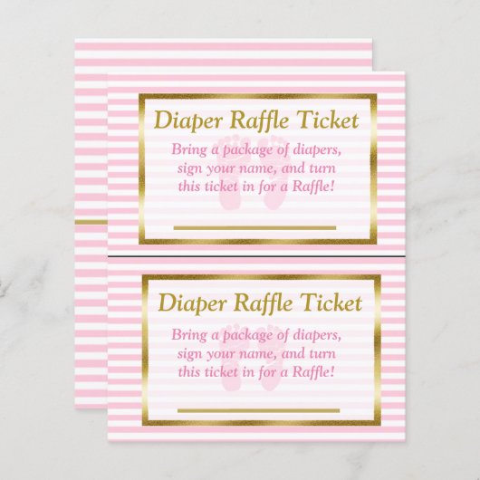 Roze en gouden Baby shower, dunne Raffle (Voorkant / Achterkant)
