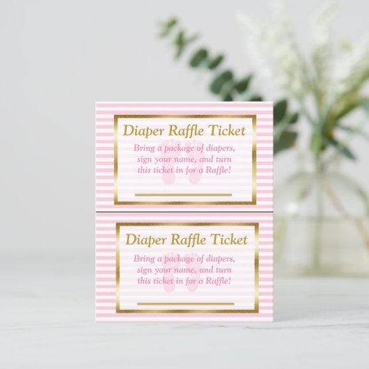 Roze en gouden Baby shower, dunne Raffle (Staand voorkant)