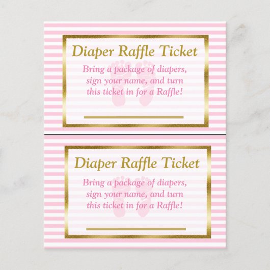 Roze en gouden Baby shower, dunne Raffle (Voorkant)