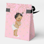 Roze en Gouden Baby shower Favor Tent Bedankdoosjes (Achterkant)