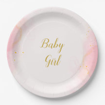 Roze en Gouden Baby Shower Feestbord