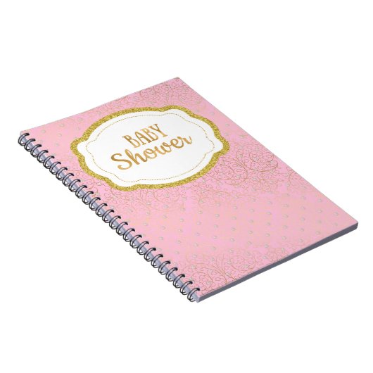 Roze en gouden Baby shower gastboeklaptop Notitieboek (Rechterzijde)