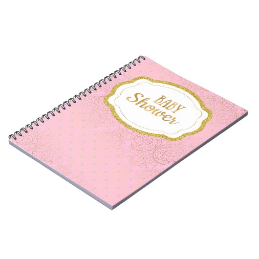 Roze en gouden Baby shower gastboeklaptop Notitieboek (Linkerzijde)
