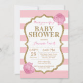 Roze en gouden Baby shower Kaart (Voorkant)