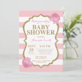 Roze en gouden Baby shower Kaart (Staand voorkant)