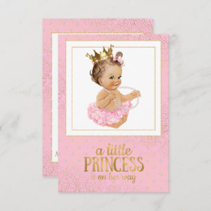 Roze en gouden Baby shower Kaart