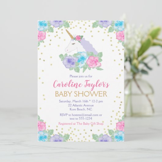 Roze en gouden Baby shower Kaart (Staand voorkant)