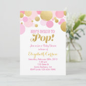 Roze en gouden Baby shower Kaart (Staand voorkant)