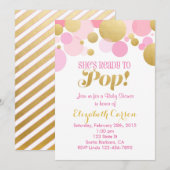 Roze en gouden Baby shower Kaart (Voorkant / Achterkant)