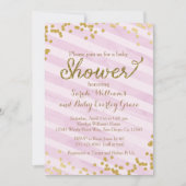 Roze en gouden Baby shower Kaart (Voorkant)