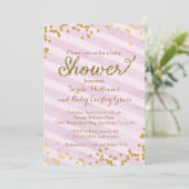 Roze en gouden Baby shower Kaart (Staand voorkant)