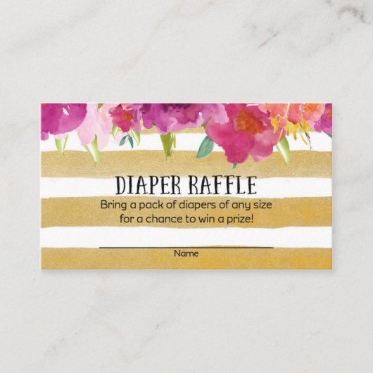 Roze en Gouden Baby shower Luier Raffle Tickets Informatiekaartje (Voorkant)