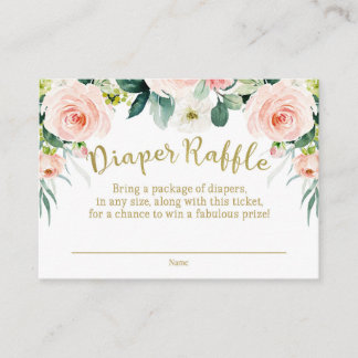 Roze en gouden Baby Shower Luiers Raffle Informatiekaartje