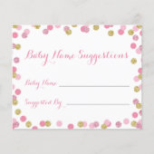 Roze en gouden Baby shower Naam Suggestie Kaarten (Voorkant)