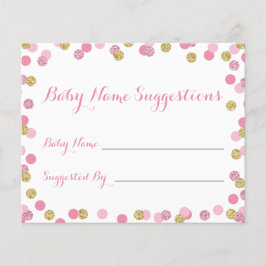 Roze en gouden Baby shower Naam Suggestie Kaarten