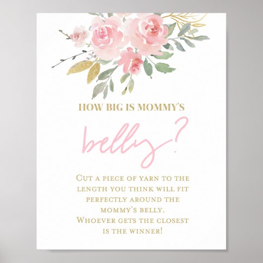 Roze en gouden Baby shower spelcode Poster (Voorkant)