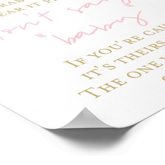 Roze en gouden Baby shower spelcode Poster (Hoek)