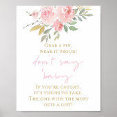 Roze en gouden Baby shower spelcode Poster (Voorkant)