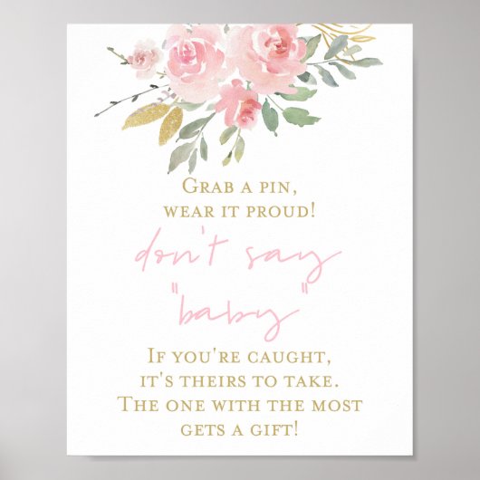 Roze en gouden Baby shower spelcode Poster (Voorkant)