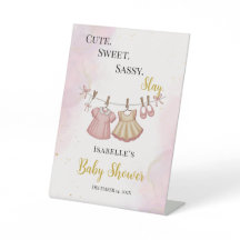 Roze en Gouden Baby Shower Tafel Sign