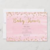 Roze en gouden baby shower uitnodigingen in lichtr (Voorkant)