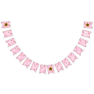 Roze en gouden Baby shower Welkom World Footprint Vlaggetjes