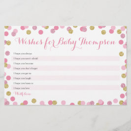 Roze en gouden Baby shower - wensen voor Baby Kaar