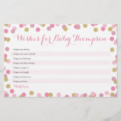 Roze en gouden Baby shower - wensen voor Baby Kaar (Voorkant)