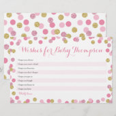 Roze en gouden Baby shower - wensen voor Baby Kaar (Voorkant / Achterkant)