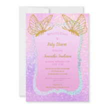 Roze en gouden Baby shower Whimsical Butterfly