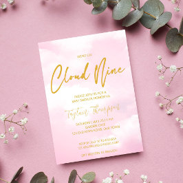 Roze en gouden baby shower wolk negen kaart